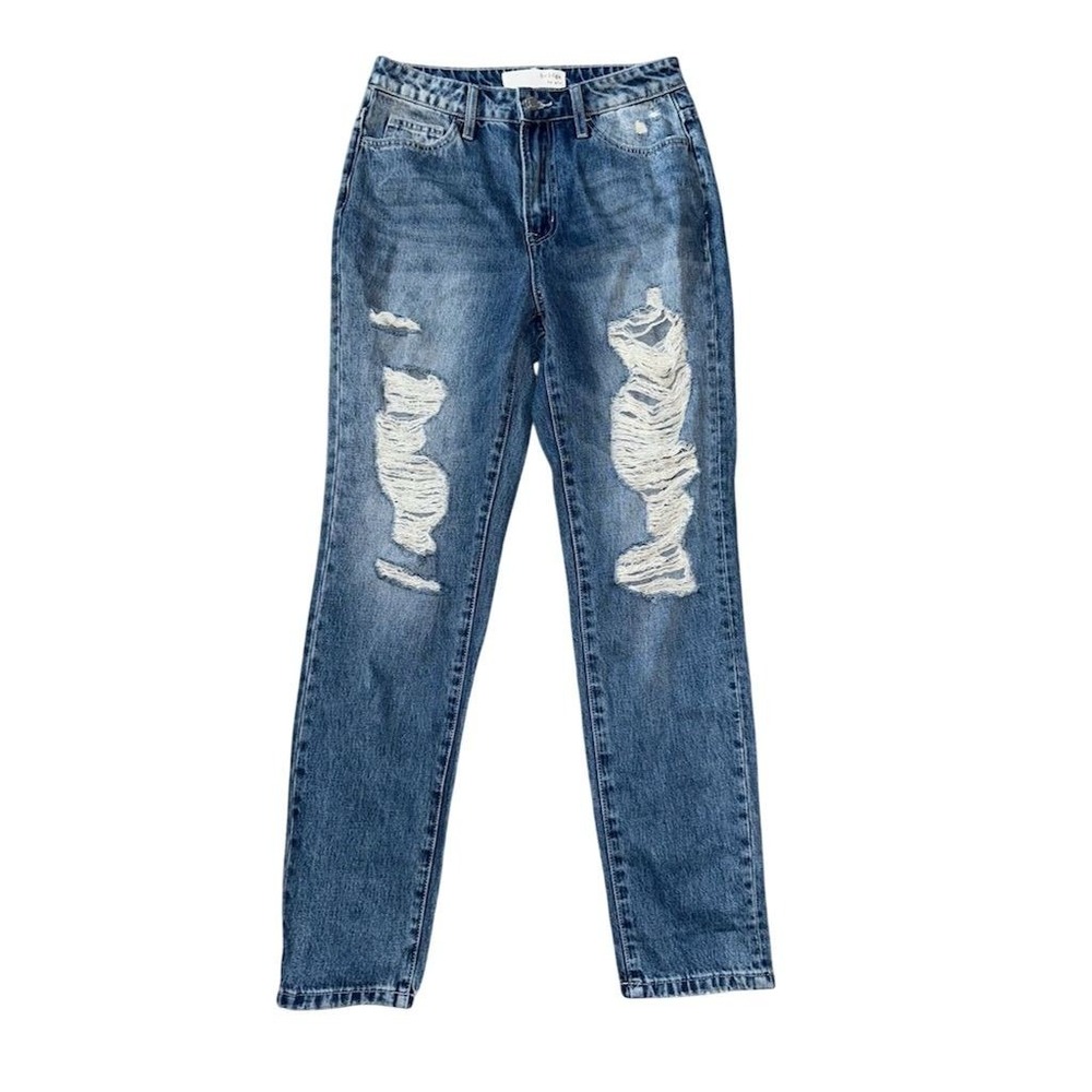 Bridge by Gly mom fit Women's‎ Relaxed Distressed Jeans Blue 26 high rise Buckle